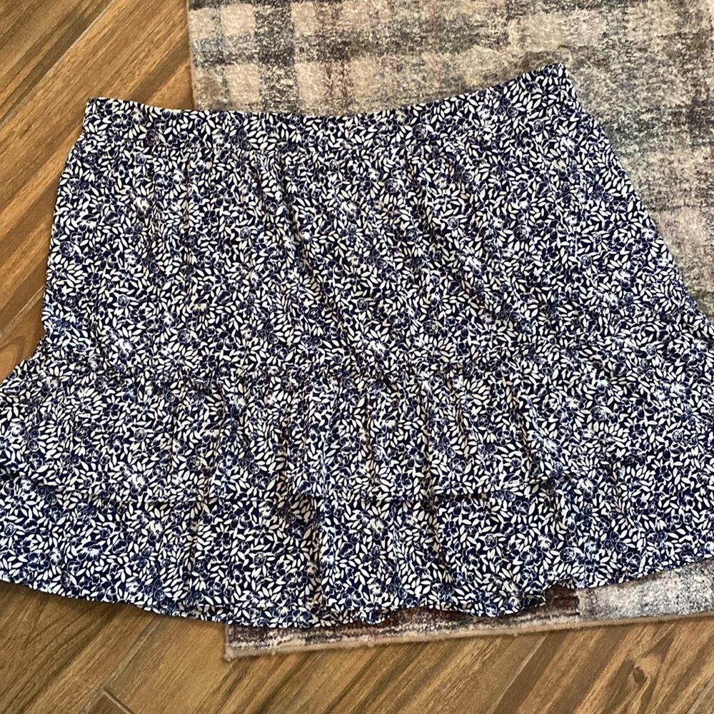 J. Crew Blue and White Floral Skirt